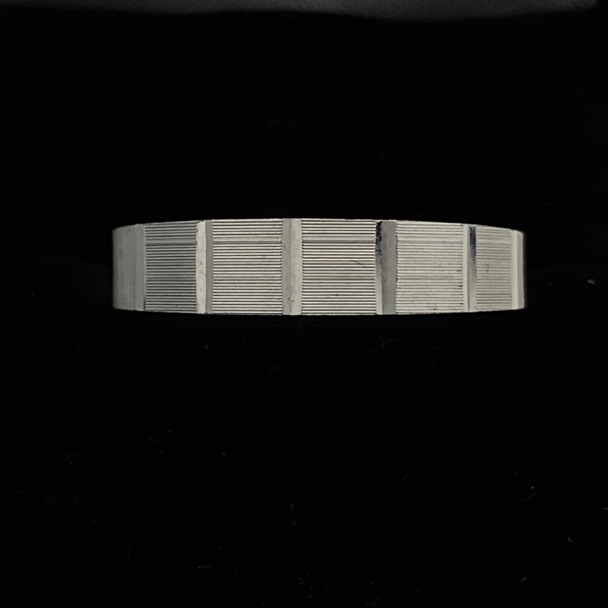14K White Gold Ultra-Modern Design Tapered Wedding Band