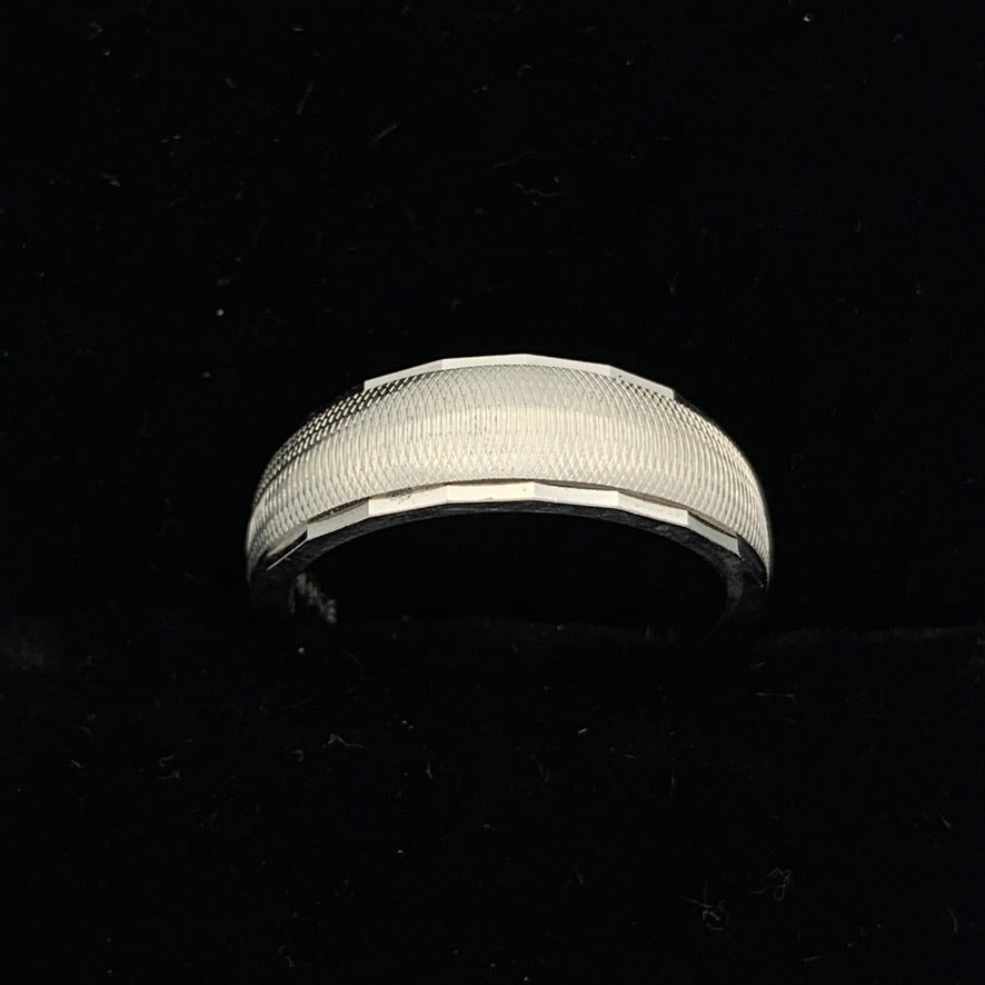 14K White Gold 1/2 Round Tapered Machine Finish Wedding Band