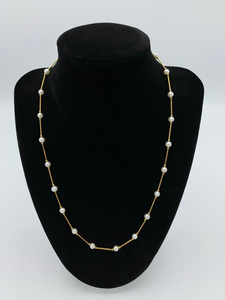 14K Yellow Liquid Gold Pearl Necklace