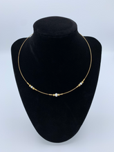 Load image into Gallery viewer, 14K Yellow Gold Choker Necklace with Three Fresh Water Pearls
