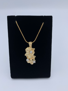 14K Yellow Gold Diamond Nugget Necklace