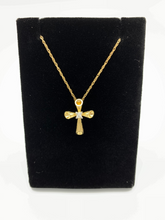 Load image into Gallery viewer, 14K Yellow Gold Cross Necklace with 5 pt Diamond
