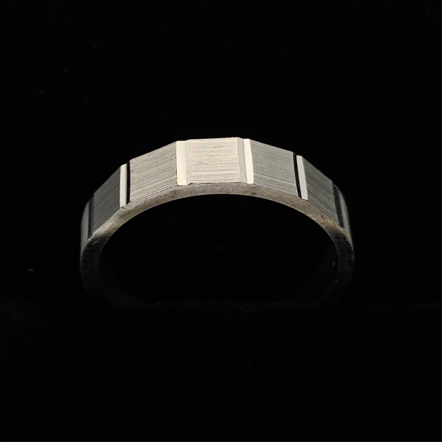 14K White Gold Ultra-Modern Design Tapered Wedding Band