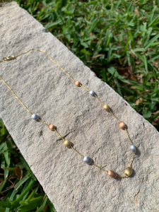 Tri Color Gold Bead Necklace