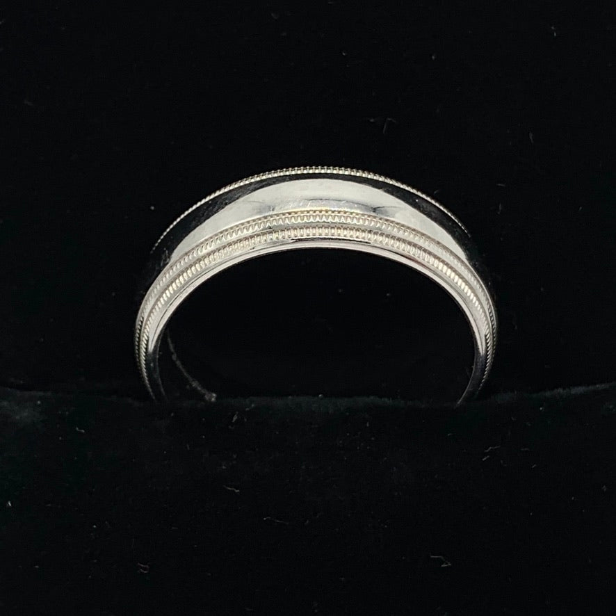 Comfort Fit 7mm Double Milgrain Wedding Band 14K White