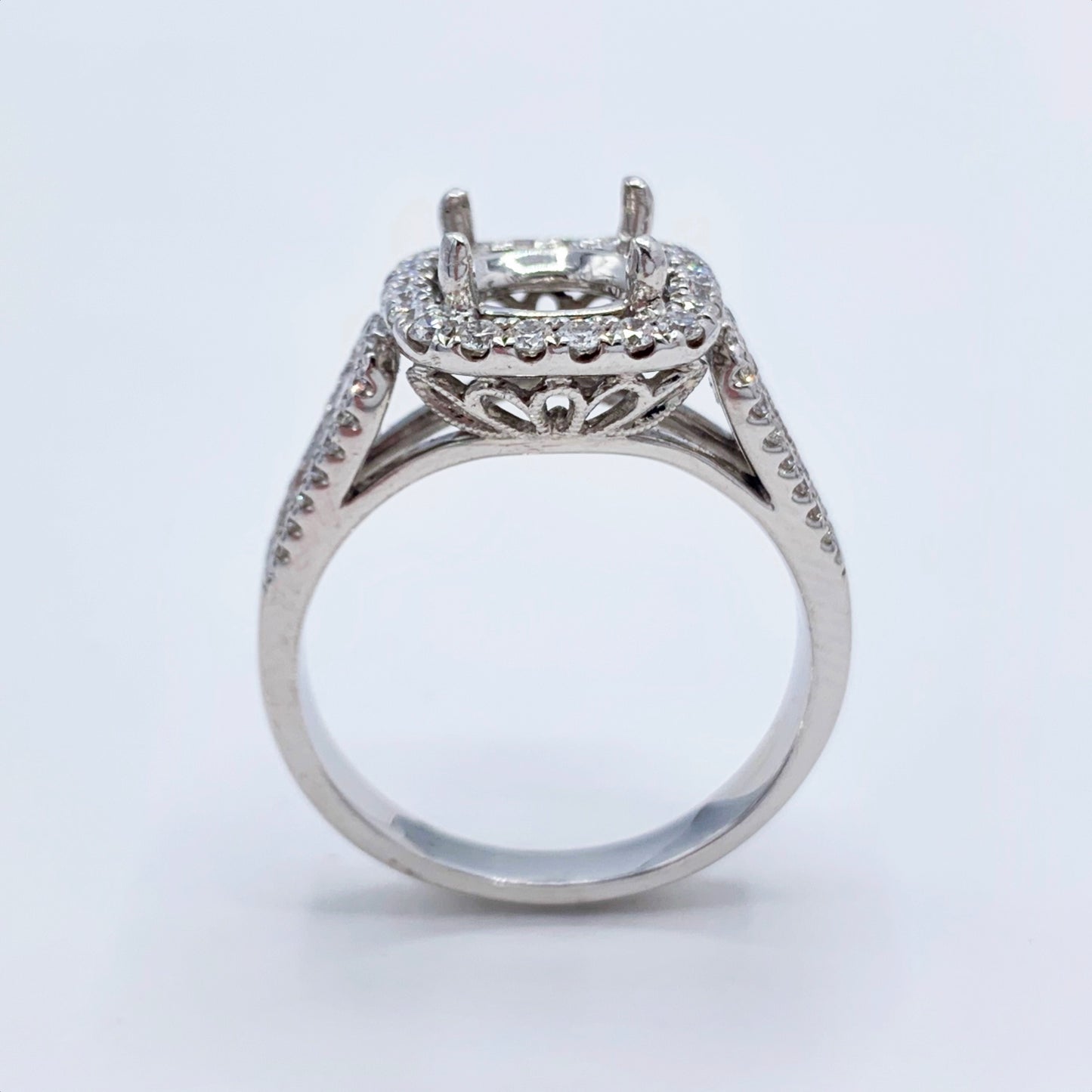 Estate 14K White Gold Semi-Mount Engagement Ring