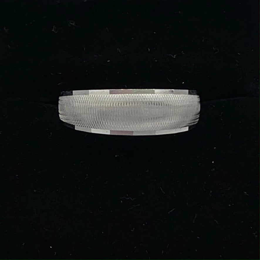 14K White Gold 1/2 Round Tapered Machine Finish Wedding Band