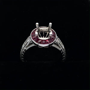 Diamond and Ruby Semi-Mount Engagement Ring