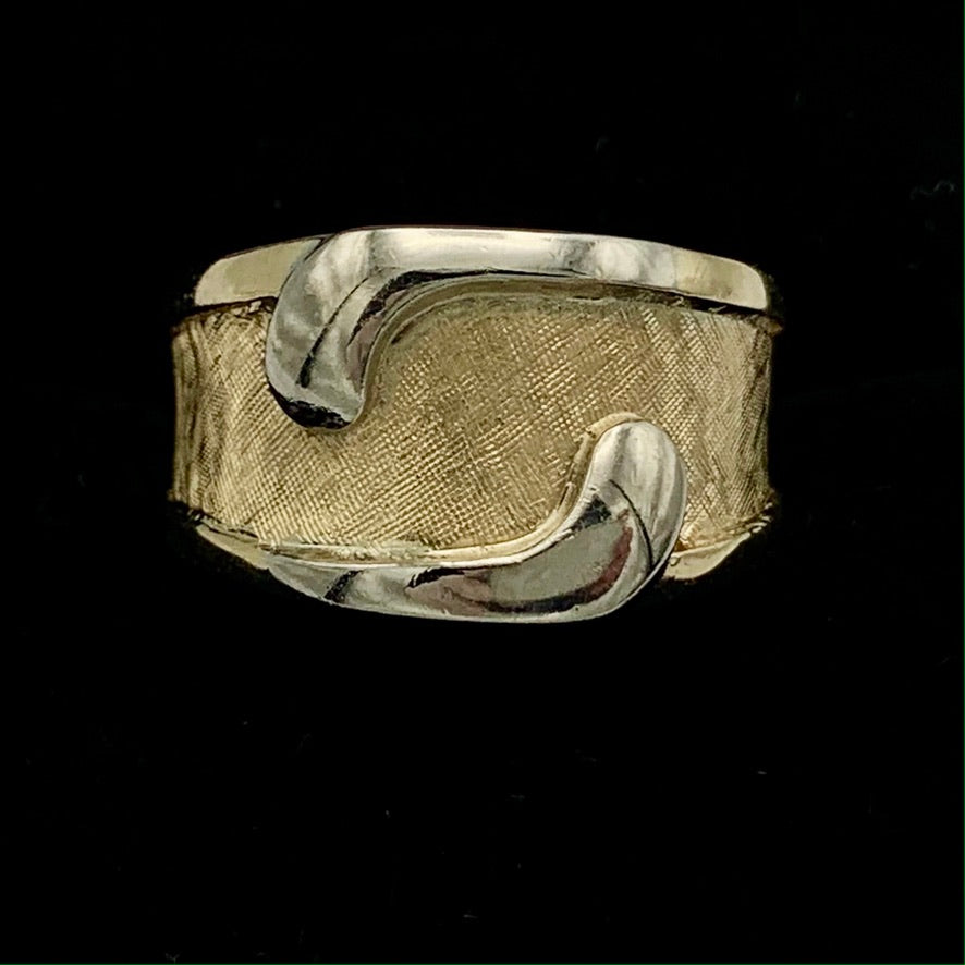 14K Yellow and White Gold Tapered Ring