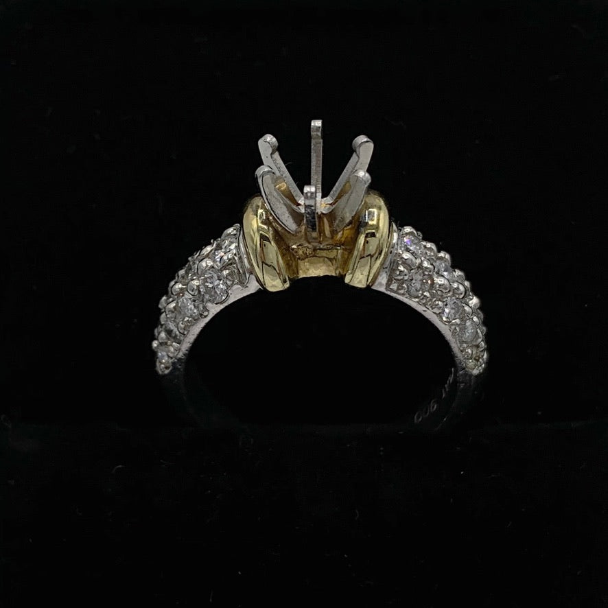 Platinum and Yellow Gold Semi-Mount Diamond Engagement Ring