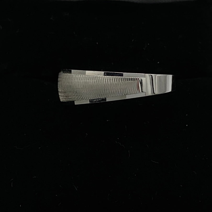 14K White Gold 1/2 Round Tapered Machine Finish Wedding Band