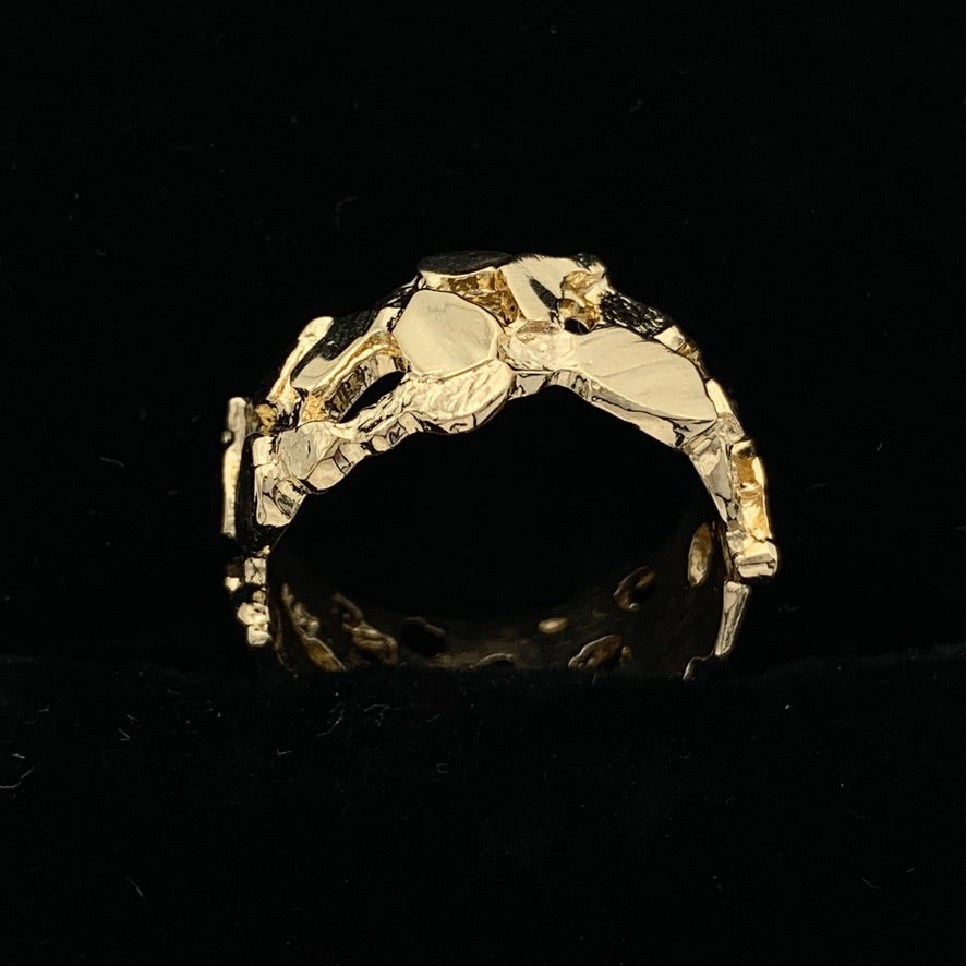 14K Yellow Gold 7.5mm Nugget Finish Wedding Band