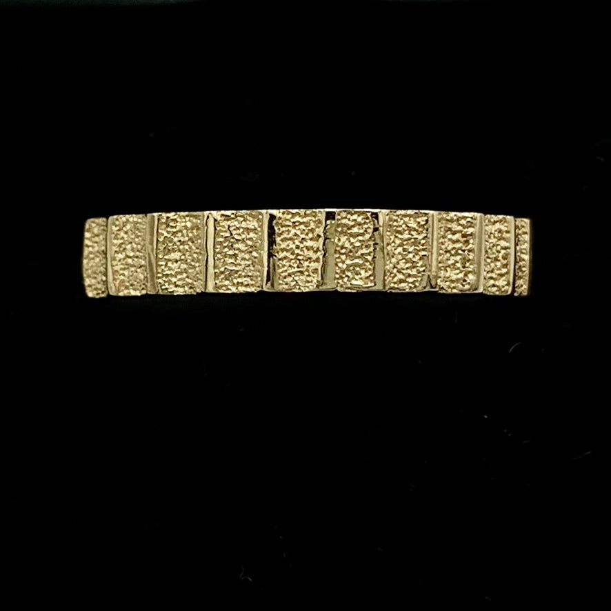 14K Gold 4mm Sprocket Style Wedding Band with Diamond Punch Finish