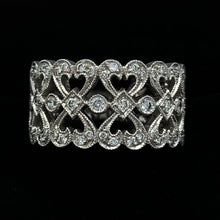 Load image into Gallery viewer, 18K White Gold 11mm Heart Decorative Diamond Wedding Band

