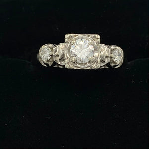 14K White Gold .30 Ct Diamond Vintage Wedding Ring