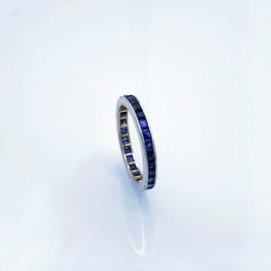 14K White Gold Synthetic Blue Sapphire Eternity Ring