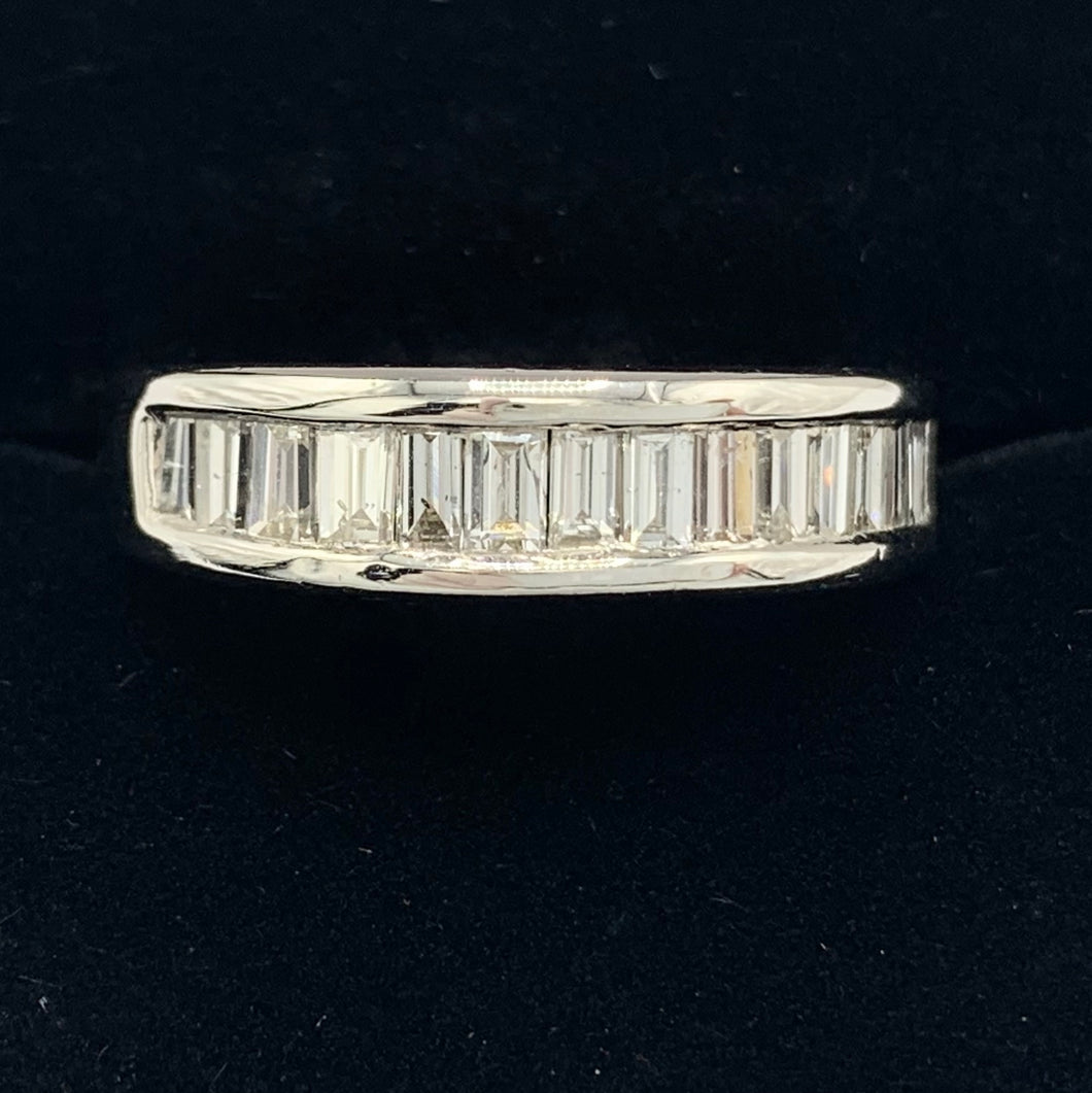 14K White Gold 1 Ct. Total Weight Baguette Diamond Band
