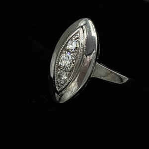 14K White Gold Oval Diamond Ring