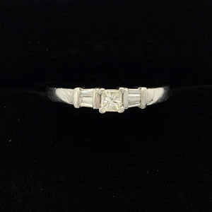 Platinum Princess Cut Diamond with Tapered Baguettes Wedding/ Engagement Ring