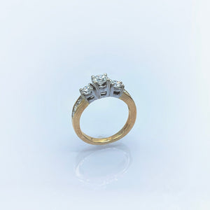 Estate 14K Yellow and White Gold Diamond Wedding Ring