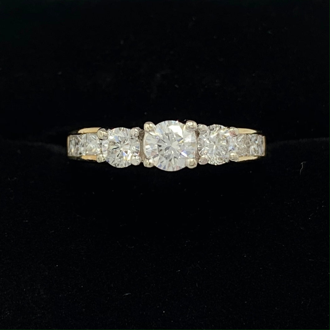 Estate 14K Yellow and White Gold Diamond Wedding Ring