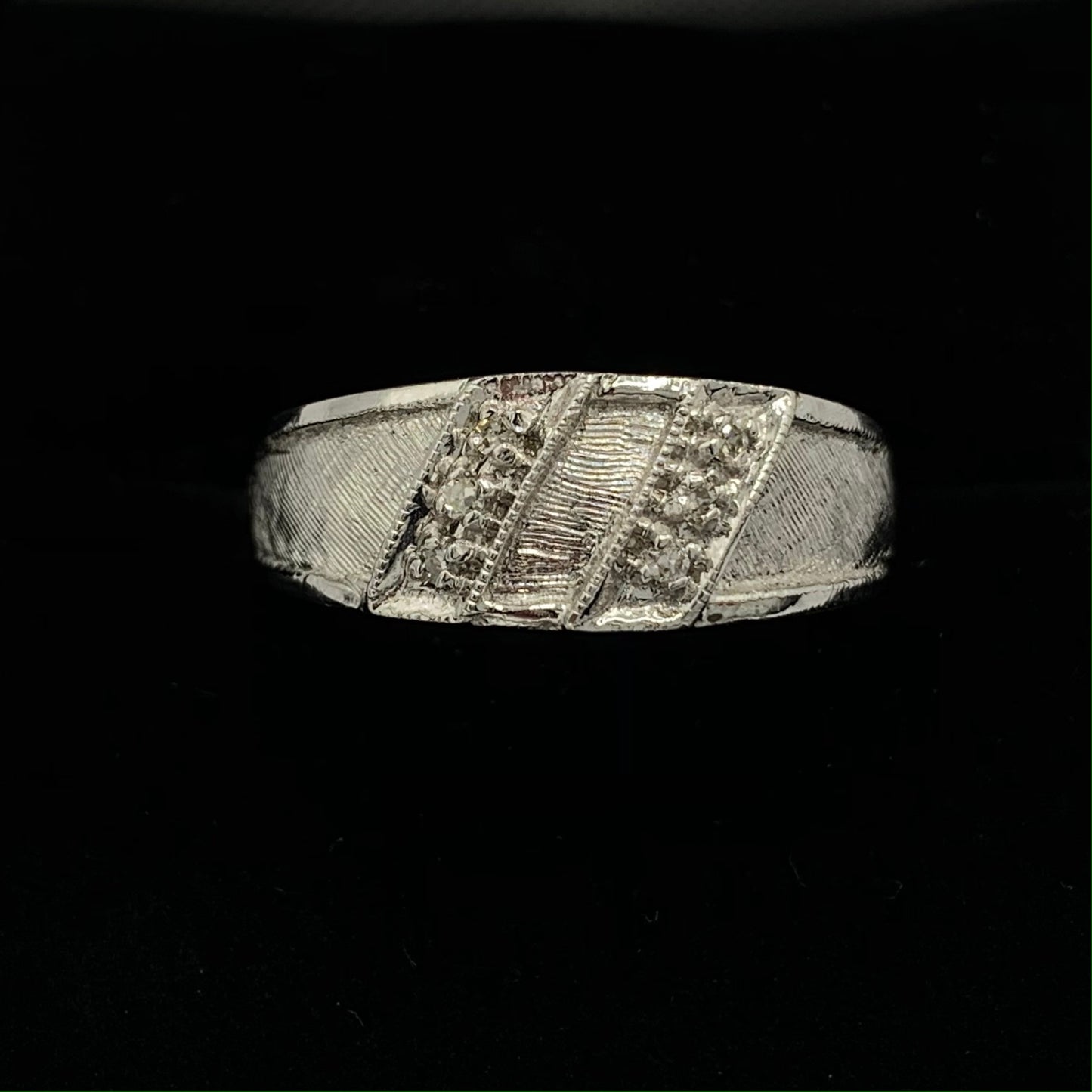 Estate 14K White Gold Wedding Band w/ 6 - 1pt Diamonds