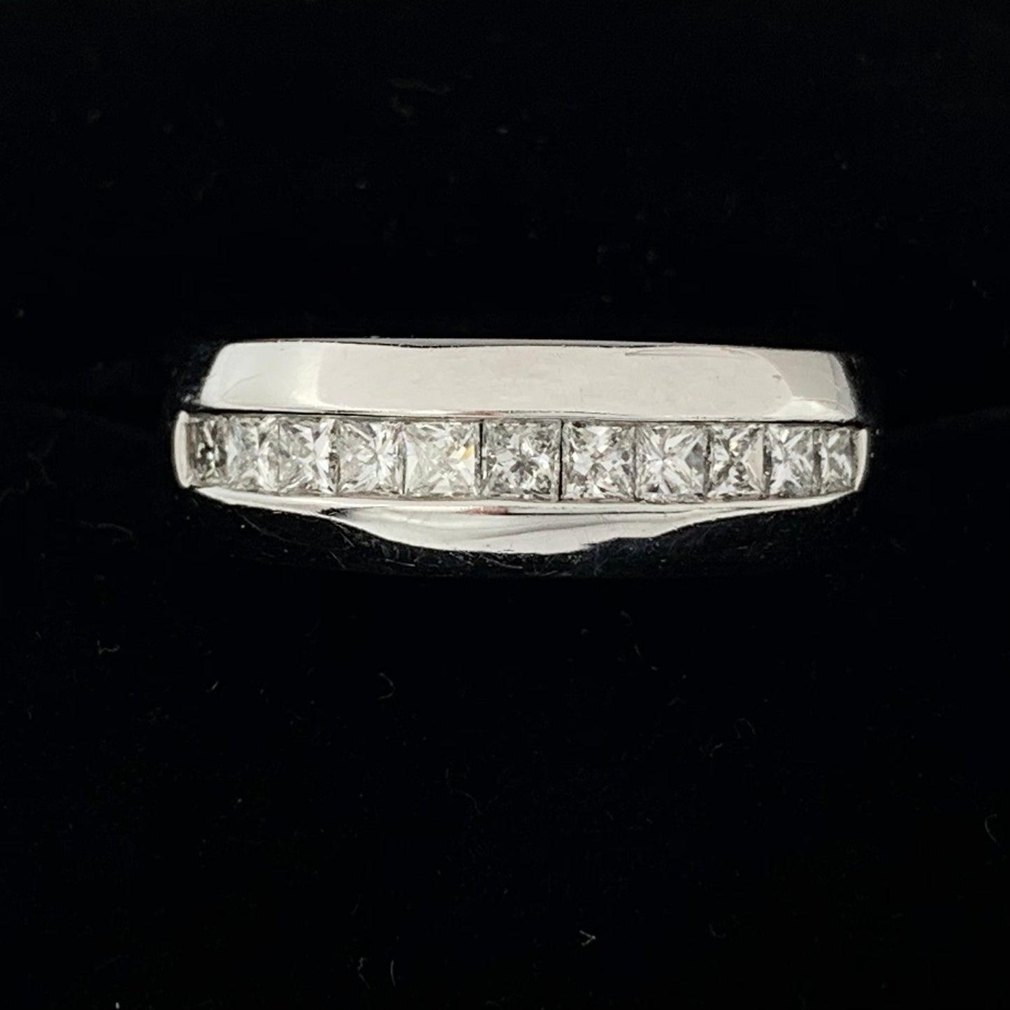 14K White Gold .50 Ct Total Weight in Princess Cut Diamond Wedding Band