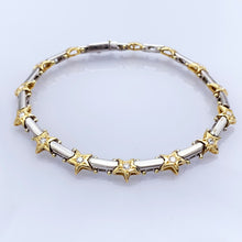 Load image into Gallery viewer, 14K Yellow and White Gold Bracelet with Yellow Gold and Diamond Stars
