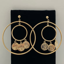 Load image into Gallery viewer, 14K Yellow Gold Circle Loops with Maximilian Coins
