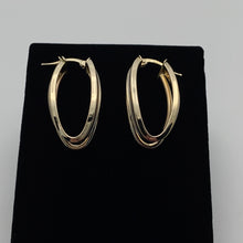 Load image into Gallery viewer, 14K Yellow Gold Dangling Earrings with White Gold Stripes
