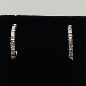14K Yellow Gold Fish Hook Diamond Earrings