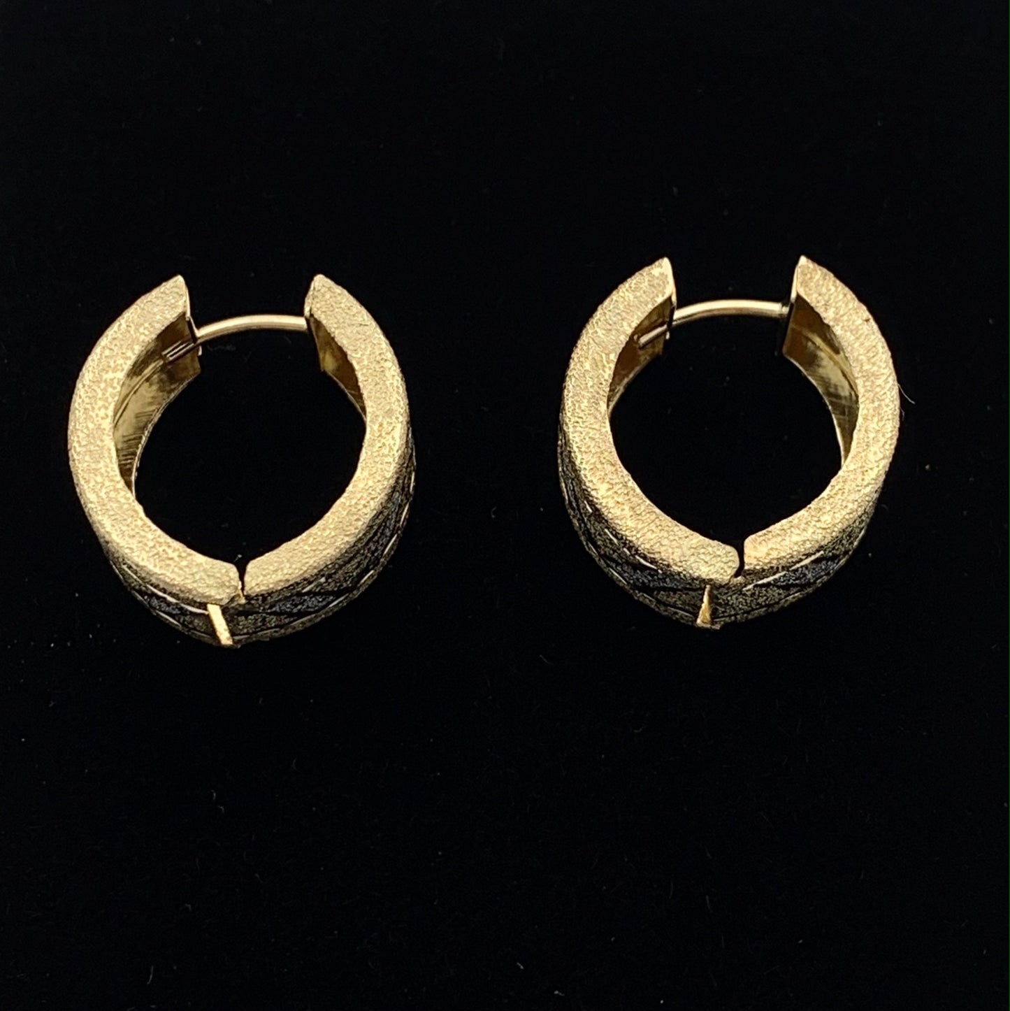 14K Yellow Gold Diamond Punch Huggie Earrings