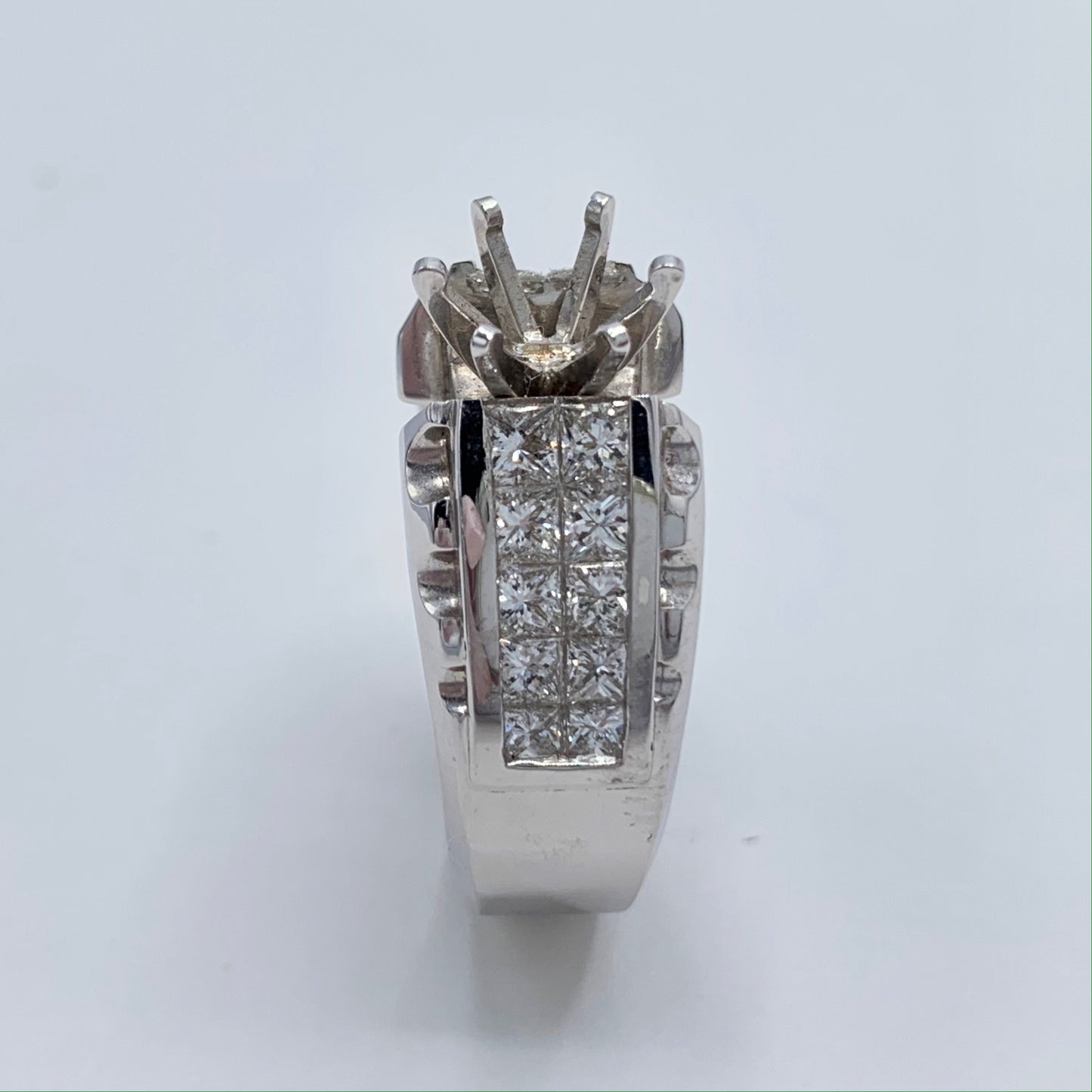 1.49 Ct. Princess Cut Semi-Mount Engagement Ring 18K White Gold