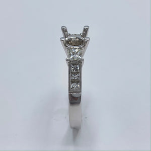 18K White Gold Semi-Mount Engagement Ring w/ Princess Cut Diamonds