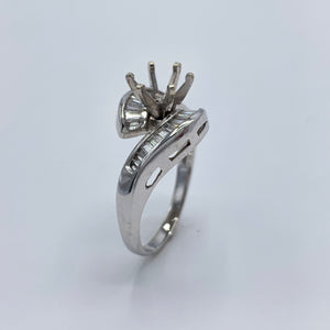 14K White Gold 1/2 Ct T.W. Baguette Diamond Semi-Mount Engagement Ring