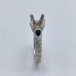 Diamond and Sapphire Semi-Mount Engagement Ring 14K White Gold