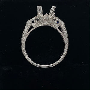 Diamond and Sapphire Semi-Mount Engagement Ring 14K White Gold