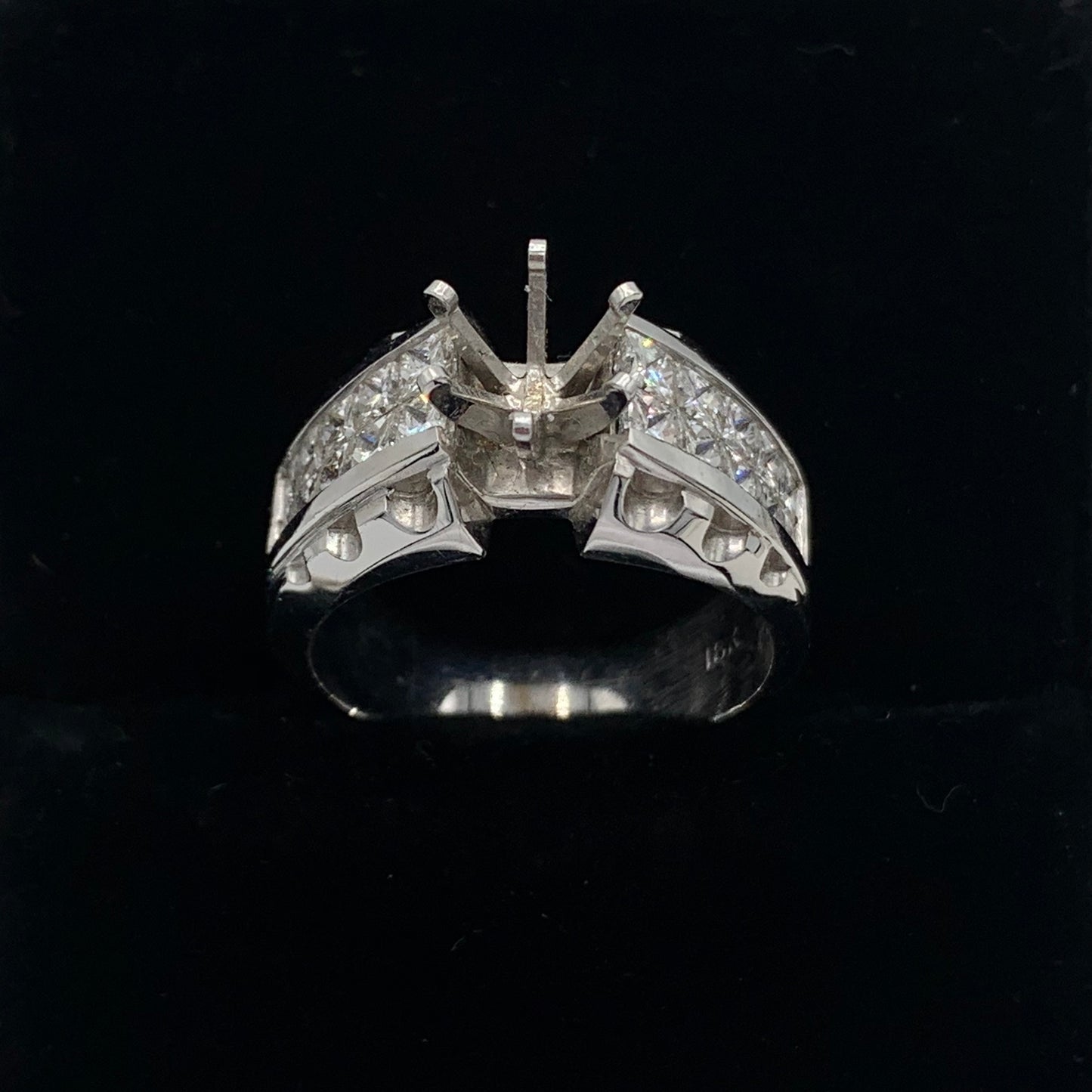 1.49 Ct. Princess Cut Semi-Mount Engagement Ring 18K White Gold