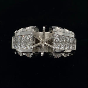 1.49 Ct. Princess Cut Semi-Mount Engagement Ring 18K White Gold