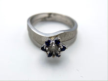 Load image into Gallery viewer, 14K White Gold Genuine Blue Sapphire Wedding Ring Semi-Set
