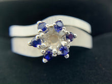 Load image into Gallery viewer, 14K White Gold Genuine Blue Sapphire Wedding Ring Semi-Set
