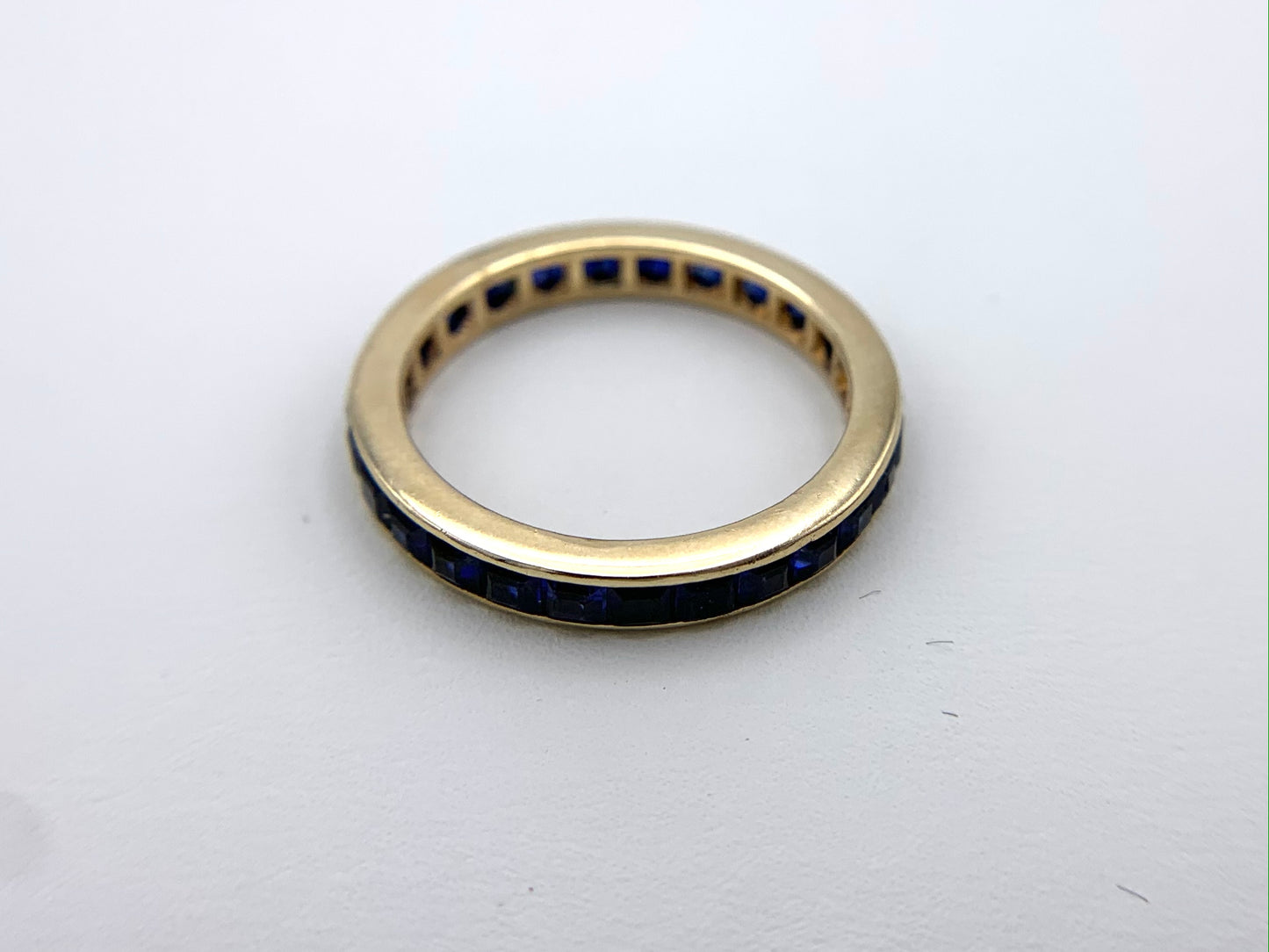 14K Yellow Gold Blue Sapphire Eternity Ring