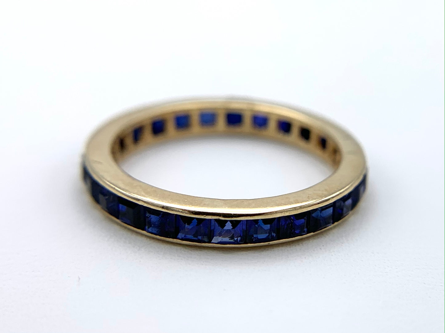 14K Yellow Gold Blue Sapphire Eternity Ring