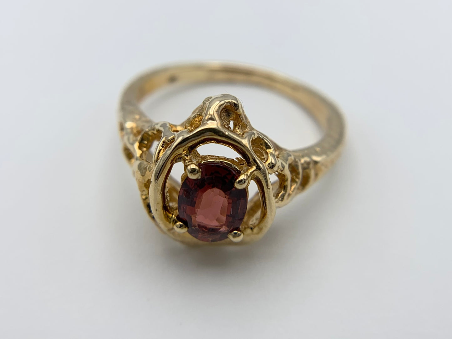 14K Yellow Gold Genuine Oval Garnet Ring