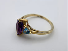 Load image into Gallery viewer, 10K Yellow Gold Amethyst and Sky Blue Topaz Ring
