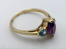 Load image into Gallery viewer, 10K Yellow Gold Amethyst and Sky Blue Topaz Ring
