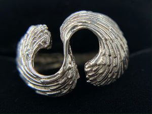 Sterling Silver S Wave Dome Rib Ring