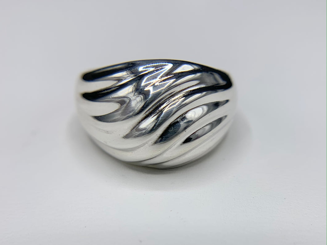 Sterling Silver Swirl Dome Rib Ring