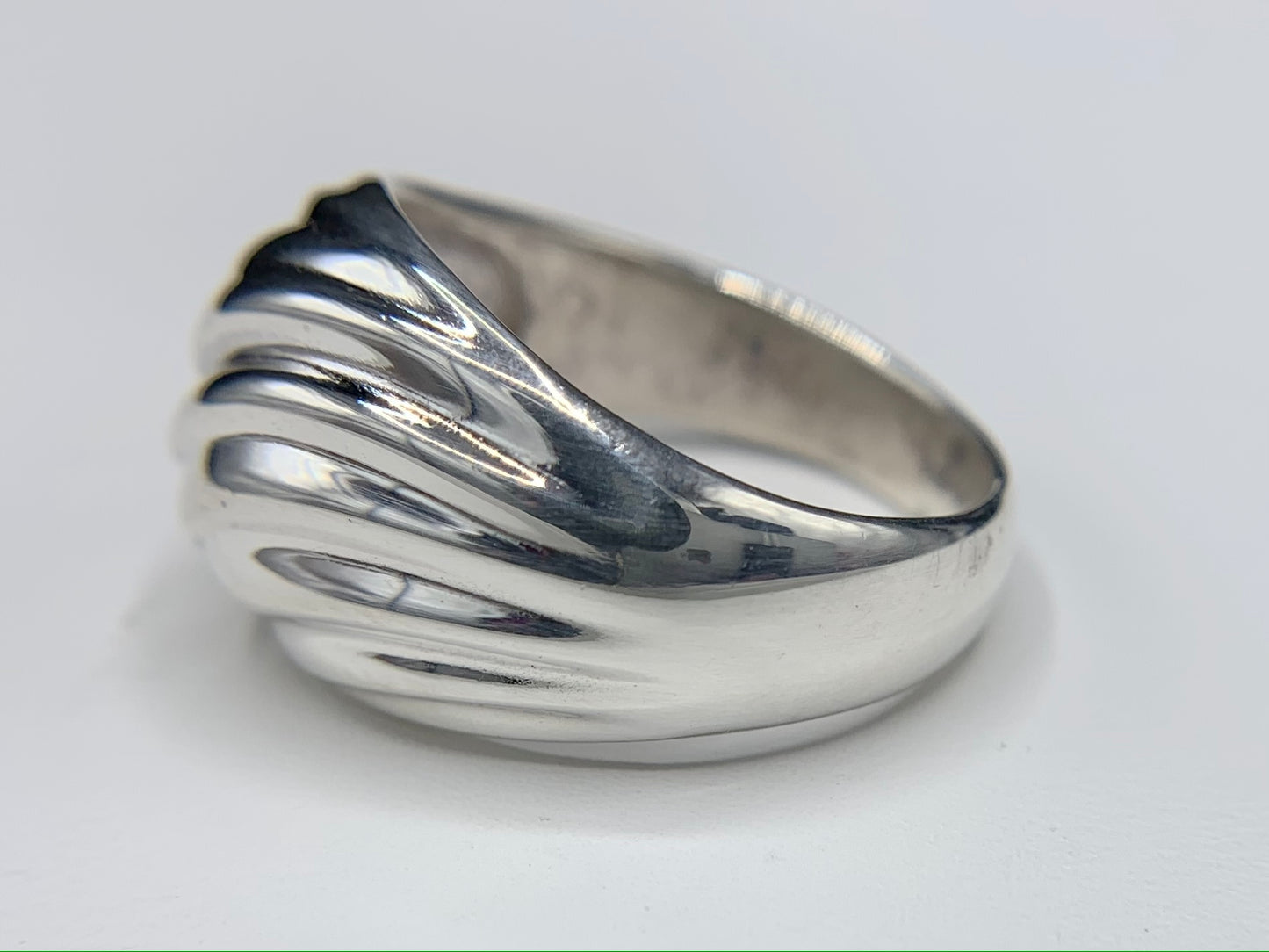 Sterling Silver Swirl Dome Rib Ring