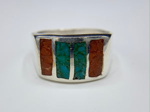 Sterling Silver Dome Ring with Colored Stones
